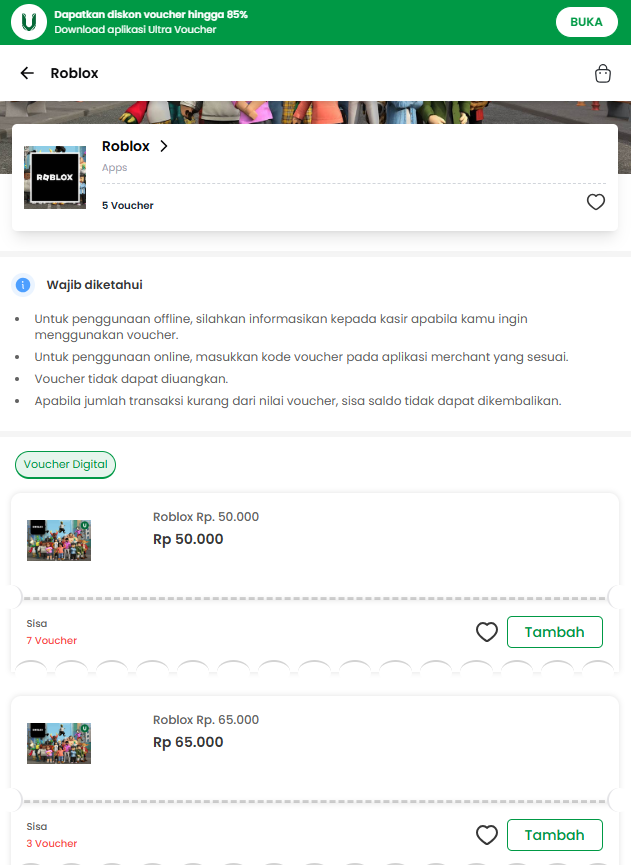 pilih nominal top up roblox