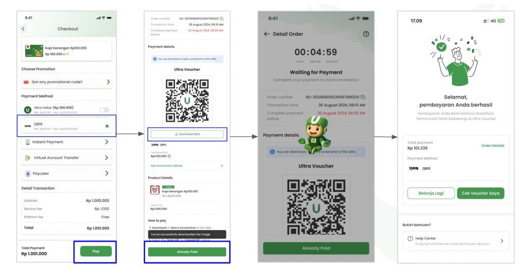 pembayaran qris di ultra voucher